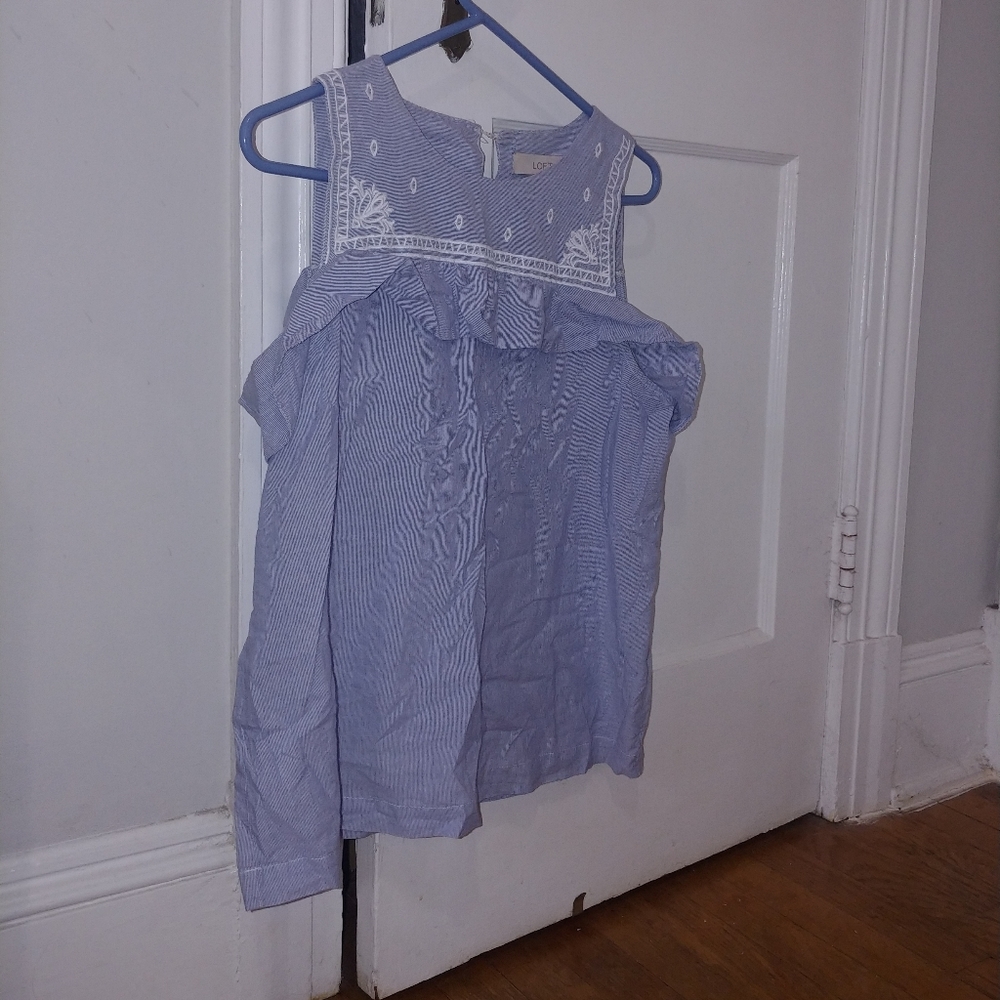 Loft pinstriped white and blue shirt